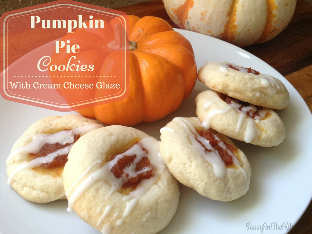 Pumpkin pie cookies with cream cheese glaze