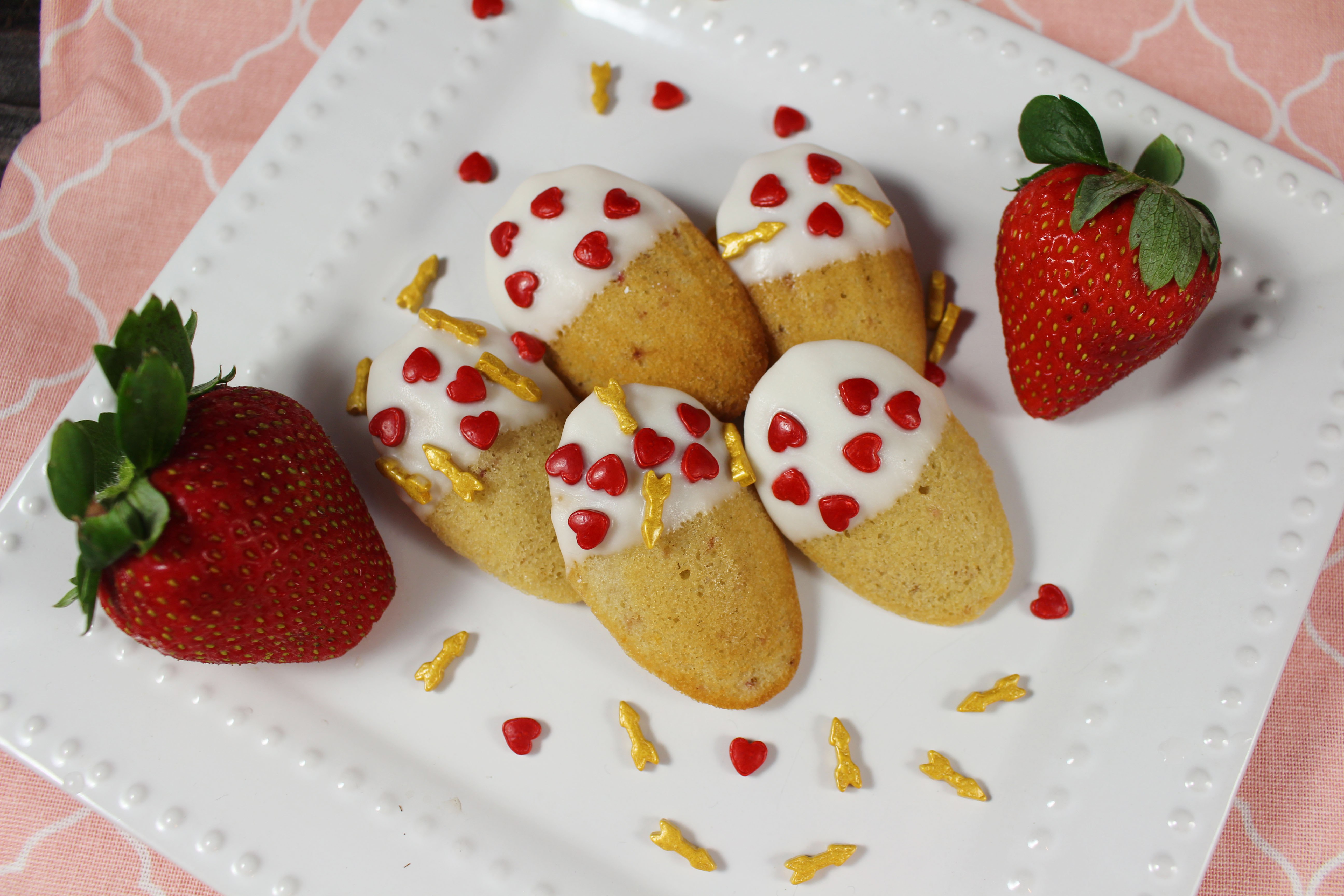 Chocolate Dipped Strawberry Madeleines